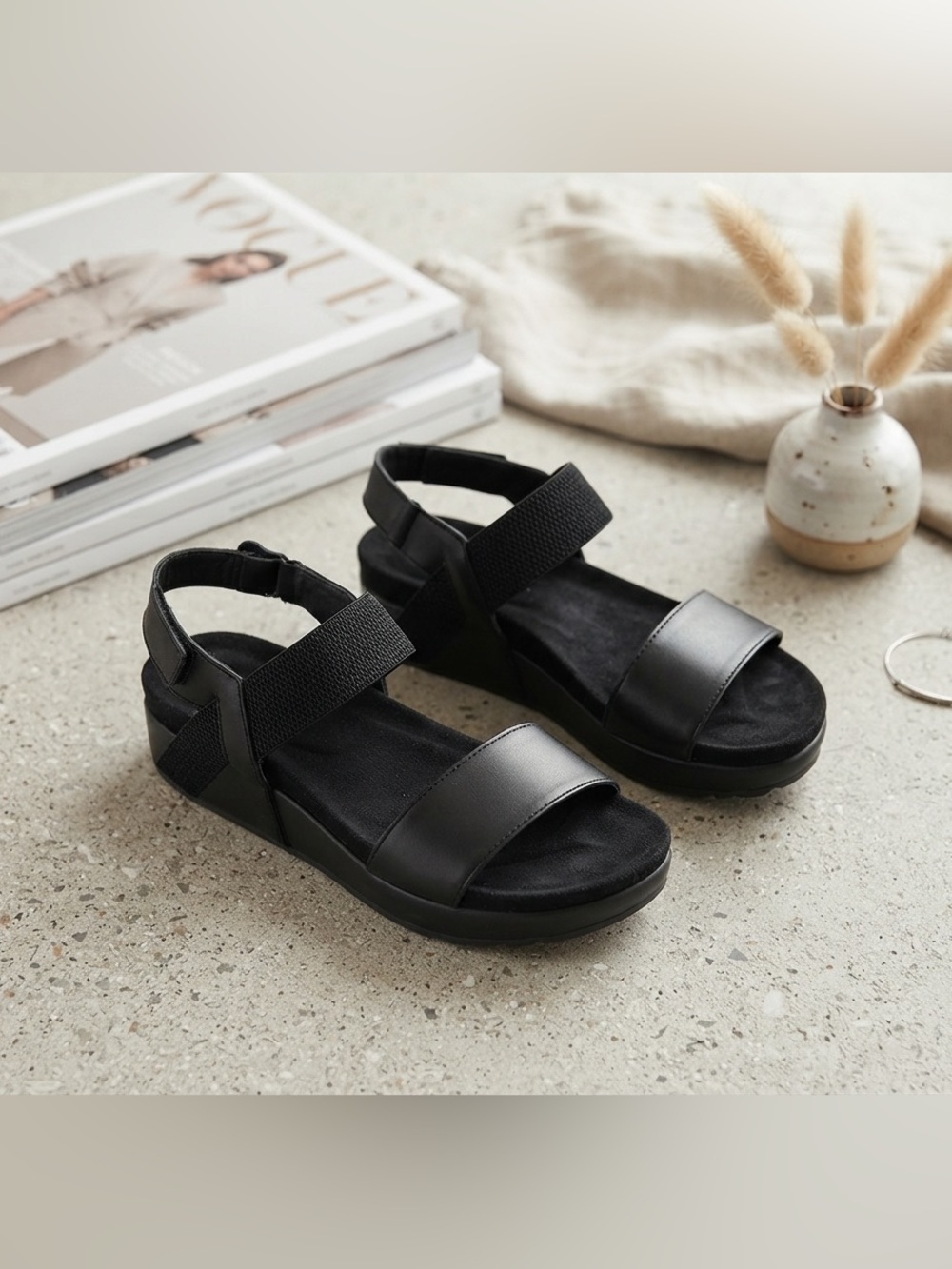 Pierre Dumas Black Women's Strap Sandals